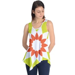 Tikiwiki Abstract Element Flower Star Red Green Sleeveless Tunic