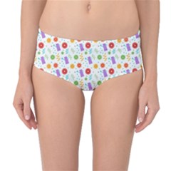 Decorative Spring Flower Pattern Mid-waist Bikini Bottoms by TastefulDesigns