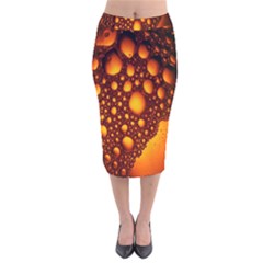 Bubbles Abstract Art Gold Golden Velvet Midi Pencil Skirt