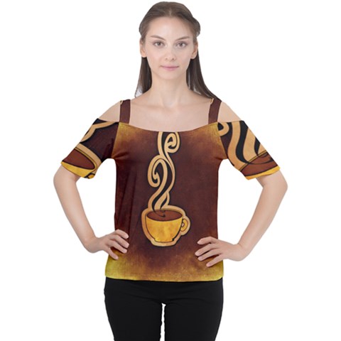 Coffee Drink Abstract Women s Cutout Shoulder Tee by Simbadda