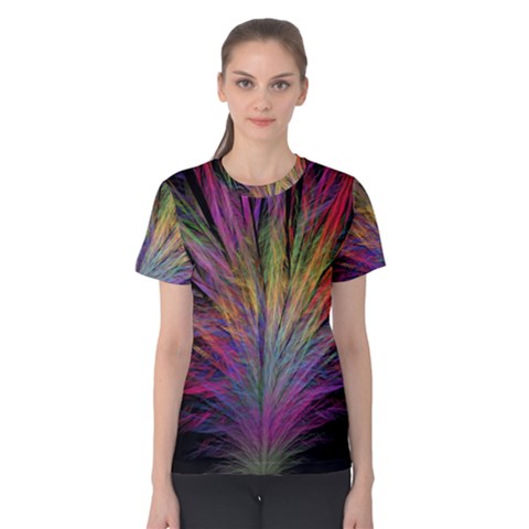 Fractal In Many Different Colours Women s Cotton Tee by Simbadda