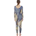 Blue And Tan Triangles Intertwine Together To Create An Abstract Background Long Sleeve Catsuit View2