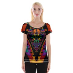 Symmetric Fractal Image In 3d Glass Frame Women s Cap Sleeve Top by Simbadda
