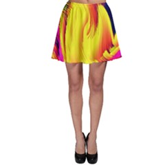 Stormy Yellow Wave Abstract Paintwork Skater Skirt by Simbadda