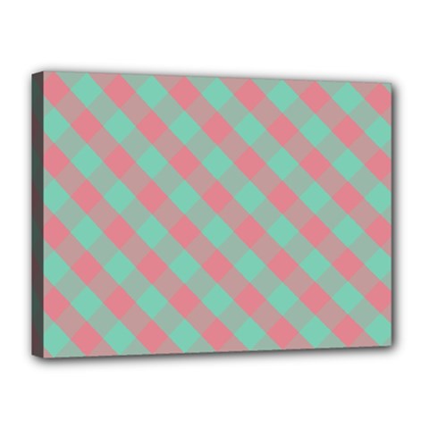 Cross Pink Green Gingham Digital Paper Canvas 16  X 12  by Alisyart