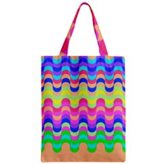 Dna Early Childhood Wave Chevron Woves Rainbow Zipper Classic Tote Bag by Alisyart