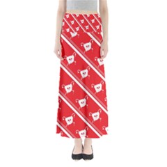 Panda Bear Face Line Red White Maxi Skirts by Alisyart