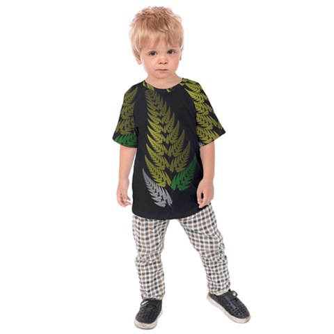 Drawing Of A Fractal Fern On Black Kids  Raglan Tee by Simbadda