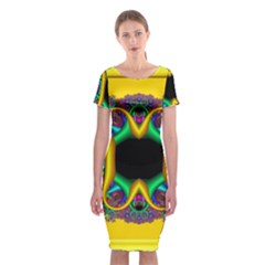 Fractal Rings In 3d Glass Frame Classic Short Sleeve Midi Dress by Simbadda