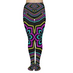 Cyan Yellow Magenta Kaleidoscope Women s Tights by Simbadda