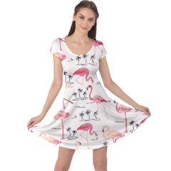 Colorful Flamingo Bird Pattern Cap Sleeve Dress by CoolDesigns