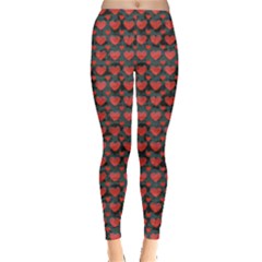 Red Pattern A Hearts Shadow Leggings