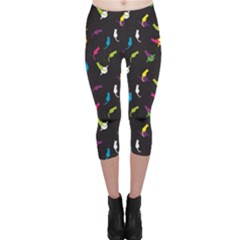 Colorful Space With Cats Saturn And Stars Capri Leggings
