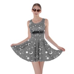 Light Gray Fun Night Sky The Moon And Stars Skater Dress by CoolDesigns