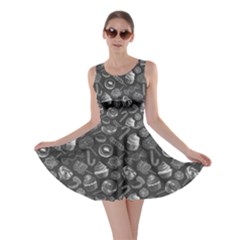 Gray Yummy Colorful Sweet Lollipop Candy Macaroon Cupcake Donut Seamless Skater Dress  by CoolDesigns