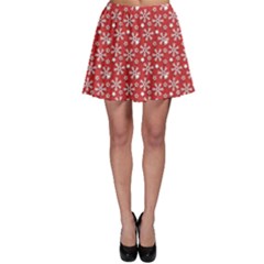Red Pattern Winter Christmas Skater Skirt by CoolDesigns