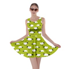 Neon Green Wolfs Dressed In Sheeps Skater Dress by CoolDesigns