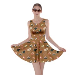 Brown Japanese Food Sushi Pattern Skater Dress  by CoolDesigns