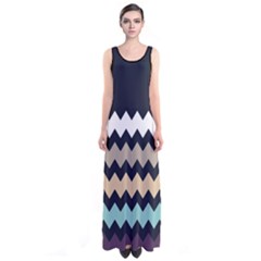 Beige Chevron Sleeveless Maxi Dress by CoolDesigns