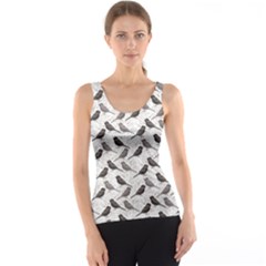 Gray Floral Pattern With Birds Tank Top by CoolDesigns