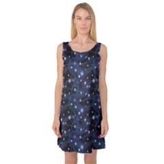 Blue Pattern Of Space Night Sky Sleeveless Satin Nightdress by CoolDesigns