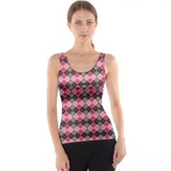 Colorful Argyle Pattern In Pink And Black Tank Top by CoolDesigns