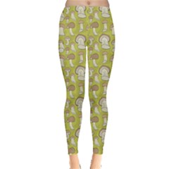 Green Pattern With Cep Mushroom Leggings