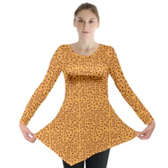 Orange African Style Pattern Long Sleeve Tunic Top by CoolDesigns