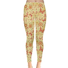Yellow Floral With Butterfly Women s Leggings by CoolDesigns