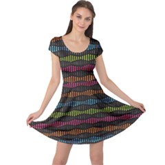 Black Neon Music Pattern Cap Sleeve Dress by CoolDesigns