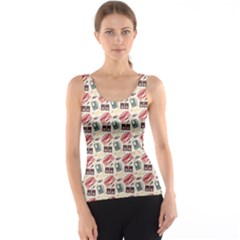 Colorful Pattern Of Different Retro Music Gadgets Tank Top by CoolDesigns