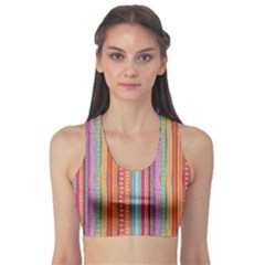 Brown Colorful Strip Abstract Stylish Design Women s Sport Bra by CoolDesigns