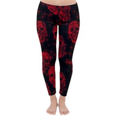 Sparkling Glitter Skulls Red Classic Winter Leggings by ImpressiveMoments