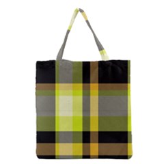 Tartan Pattern Background Fabric Design Grocery Tote Bag by Simbadda