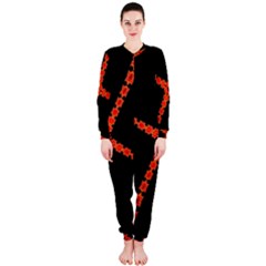 Red Fractal Cross Digital Computer Graphic Onepiece Jumpsuit (ladies)  by Simbadda