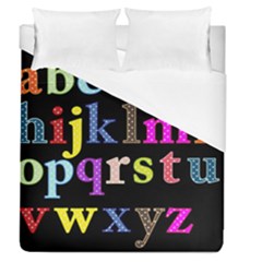 Alphabet Letters Colorful Polka Dots Letters In Lower Case Duvet Cover (queen Size) by Simbadda