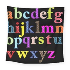 Alphabet Letters Colorful Polka Dots Letters In Lower Case Square Tapestry (large) by Simbadda