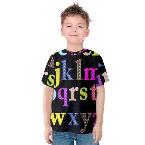 Alphabet Letters Colorful Polka Dots Letters In Lower Case Kids  Cotton Tee by Simbadda