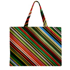 Colorful Stripe Background Zipper Mini Tote Bag by Simbadda