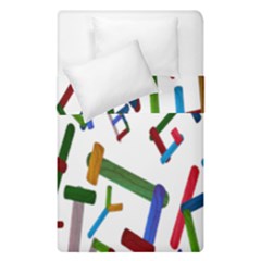 Colorful Letters From Wood Ice Cream Stick Isolated On White Background Duvet Cover Double Side (single Size) by Simbadda