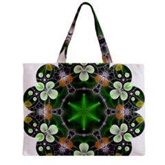 Green Flower In Kaleidoscope Zipper Mini Tote Bag by Simbadda