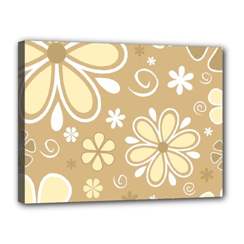 Flower Floral Star Sunflower Grey Canvas 16  X 12  by Mariart