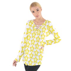 Yellow Orange Star Space Light Women s Tie Up Tee by Mariart