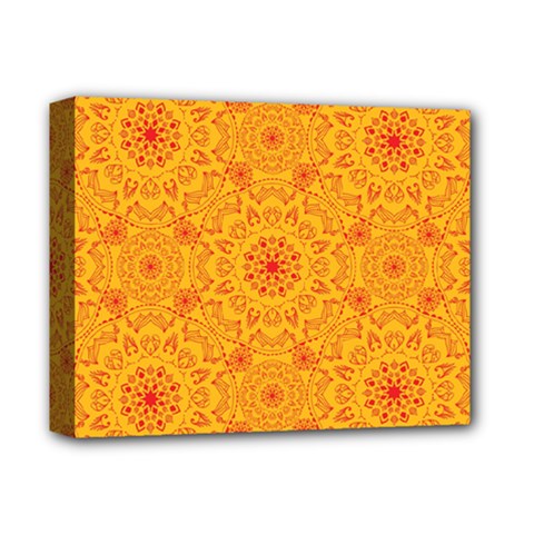 Solar Mandala  Orange Rangoli  Deluxe Canvas 14  X 11  (stretched) by bunart