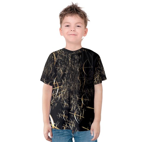 Golden Bows And Arrows On Black Kids  Cotton Tee by Simbadda