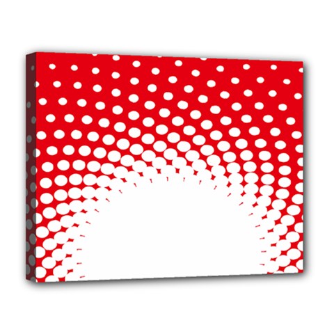 Polka Dot Circle Hole Red White Canvas 14  X 11  by Mariart