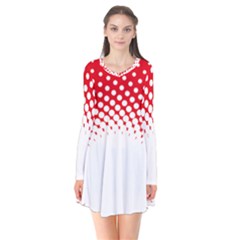 Polka Dot Circle Hole Red White Flare Dress by Mariart