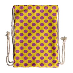 Polka Dot Purple Yellow Orange Drawstring Bag (large) by Mariart