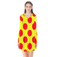 Polka Dot Red Yellow Flare Dress by Mariart