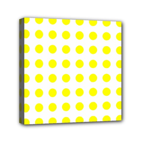 Polka Dot Yellow White Mini Canvas 6  X 6  by Mariart